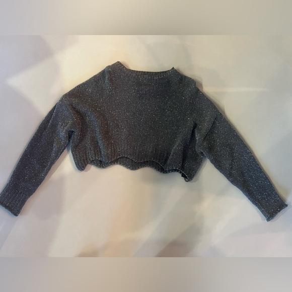 Zara Grey Silver  Crop Sparkle Sweater - Picture 3 of 11